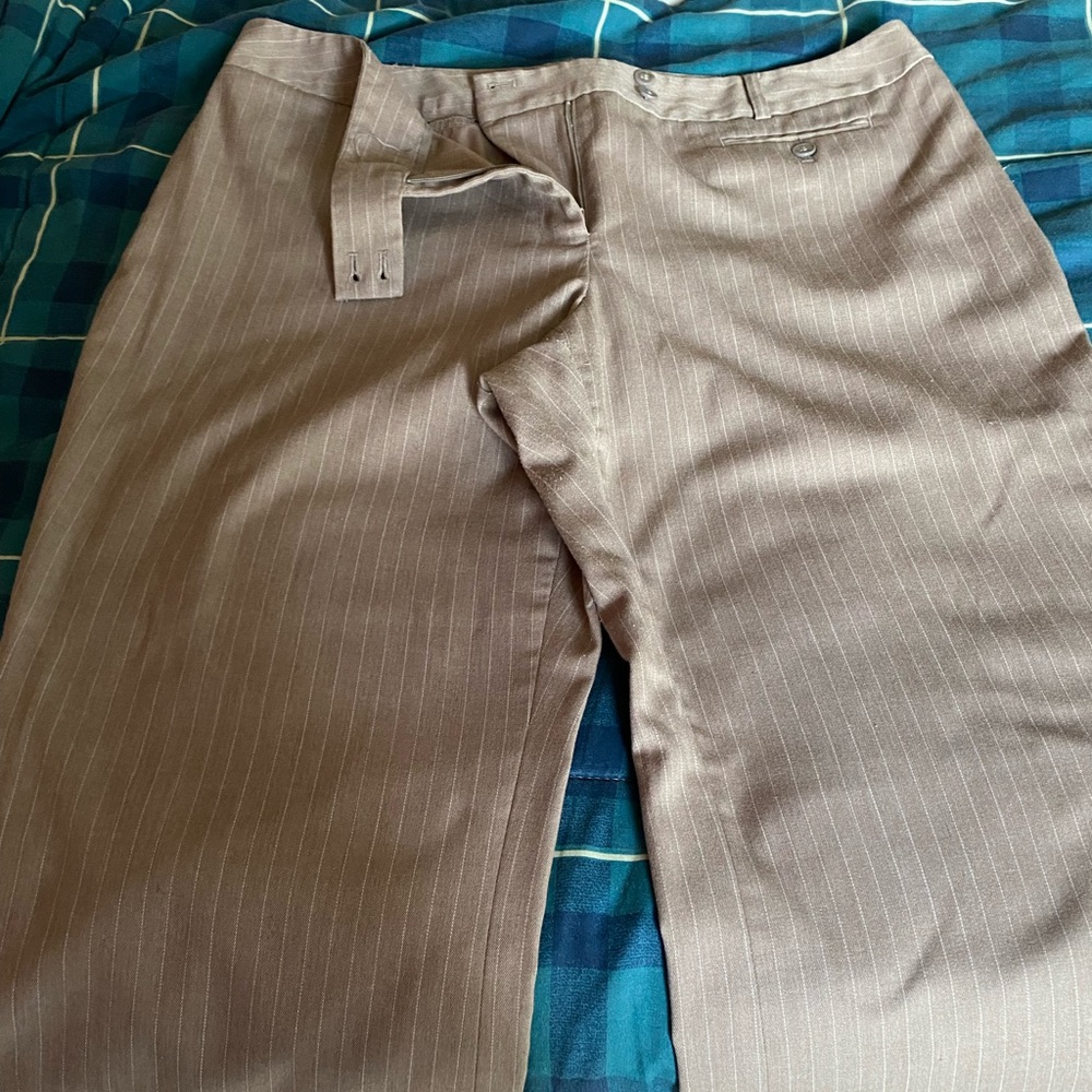 Tan and cream pinstripes trousers